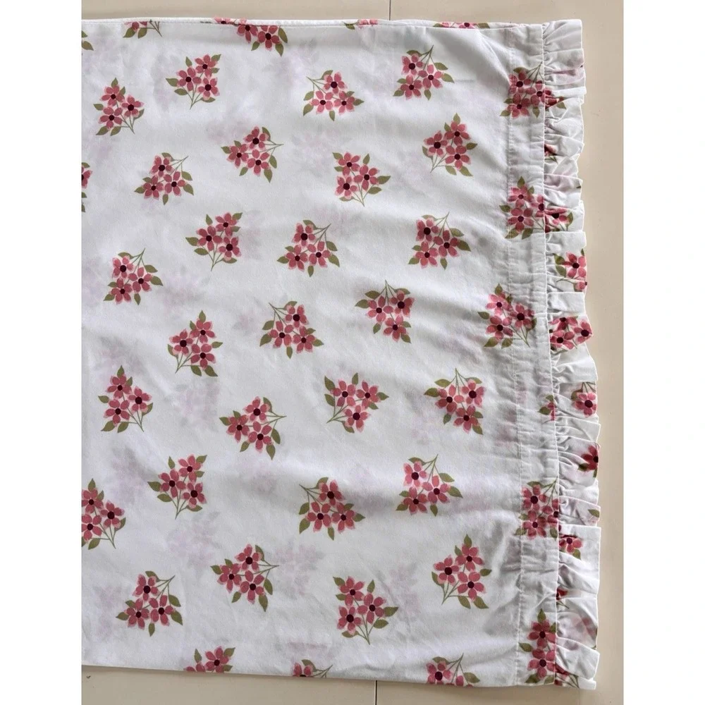 Company Store Standard Floral Ruffle Pillowcase Sunshine & Blooms 100% Cotton